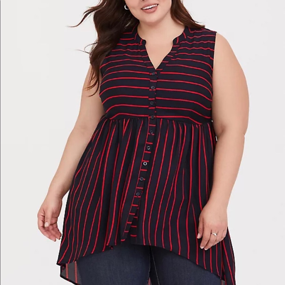 Torrid high-lo tank, red stripes